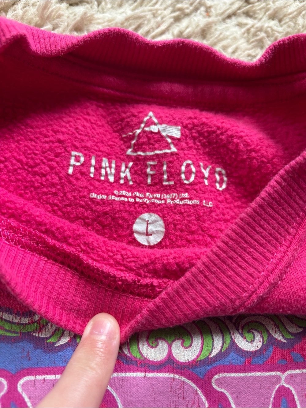 Pink Floyd Kids Graphic Crewneck Sweatshirt - Hot Pink with Multicolor Print - Picture 2 of 2